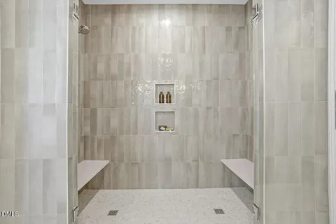 a bathroom with a shower