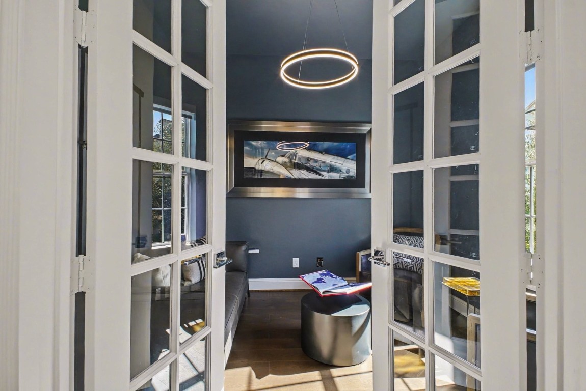 3507 Ridgeway Valley Lane Houston, TX 77055 - Photo 16 of 50 Just off the living area you will find this home office with a sleek upgraded light fixture.