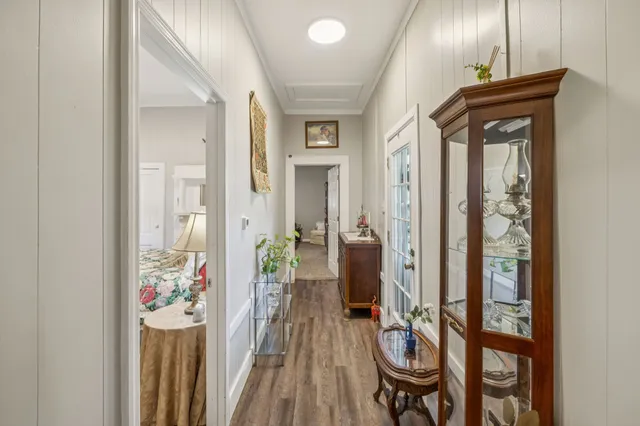 a view of a living room and bathroom