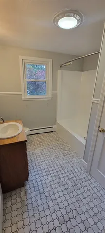 a bathroom with a sink a toilet and a shower