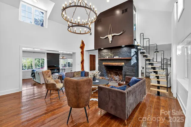 a living room with furniture