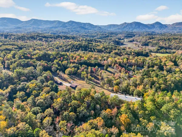 an aerial view of a and mountain