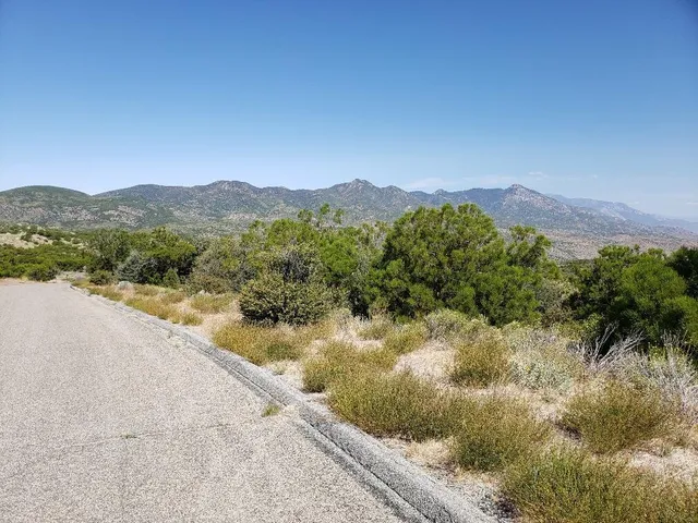 a view of a lake with mountains in the background