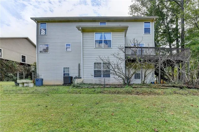 a view of balcony with wooden floor