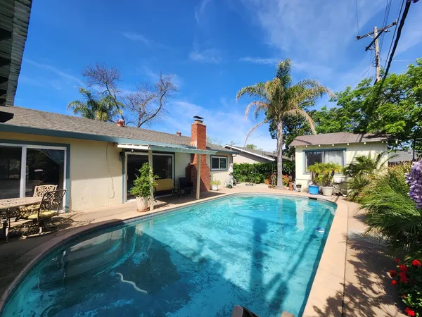 a view of a house with a patio