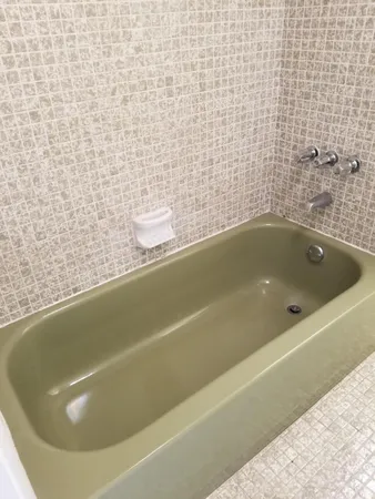 a bathroom with a bathtub