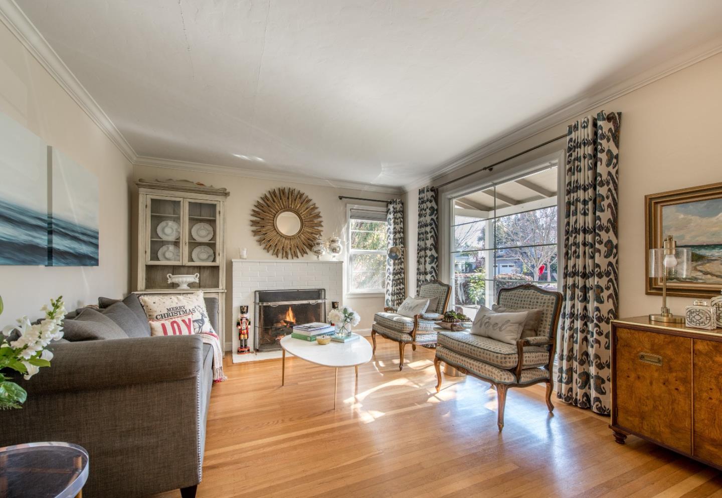 308 Princeton Road Menlo Park, CA 94025 - Photo 5 of 22 a living room with furniture and a fireplace