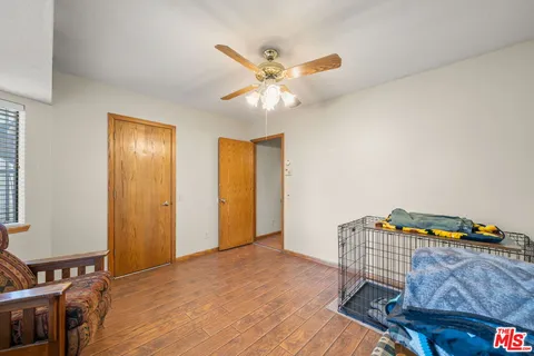 a workspace with furniture and window