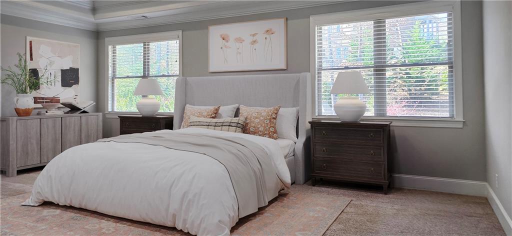 5055 Pointer Ridge Flowery Branch, GA 30542 - Photo 7 of 86 a bedroom with a bed and a large window