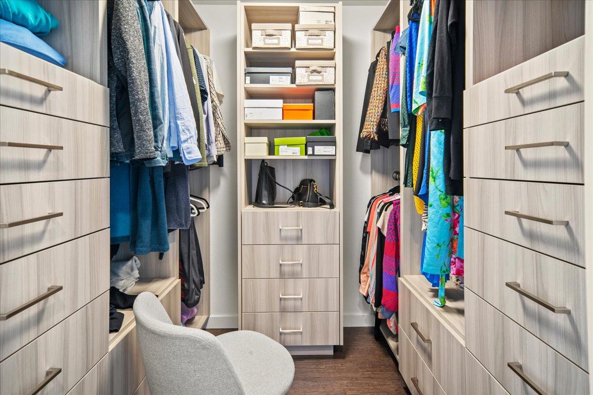 31499 Vía Las Rosas Carmel Valley, CA 93924 - Photo 17 of 44 a view of walk in closet with clothes and shoes