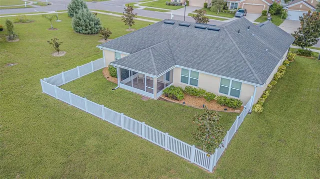an aerial view of a house