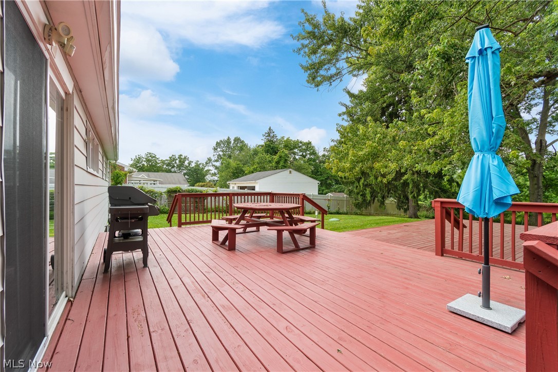 5768 Nolley Road Akron, OH 44319 - Photo 23 of 38 Spacious red-stained wood deck featuring a built-in railing system