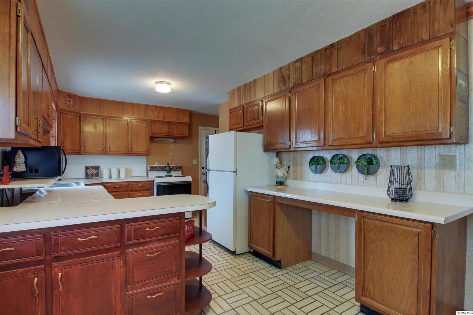 523 Temple Street Quincy, IL 62305 - Photo 11 of 23 a kitchen with stainless steel appliances granite countertop a refrigerator sink and cabinets