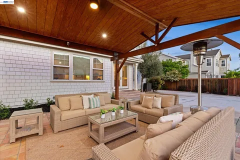 a outdoor living space with furniture and garden view