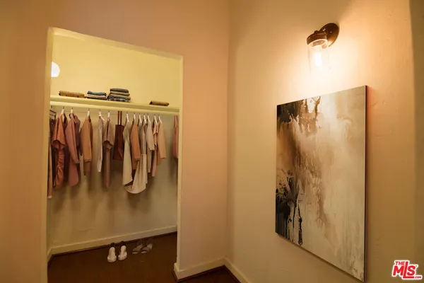 a view of a closet with storage