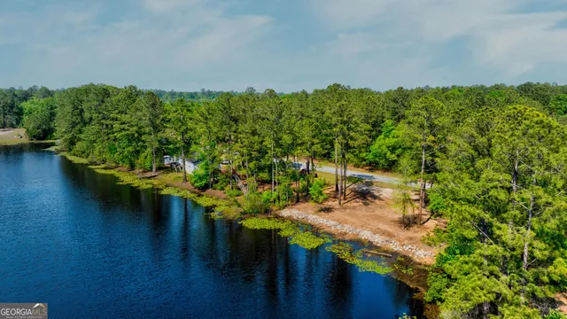 a view of a lake with a mountain in the back