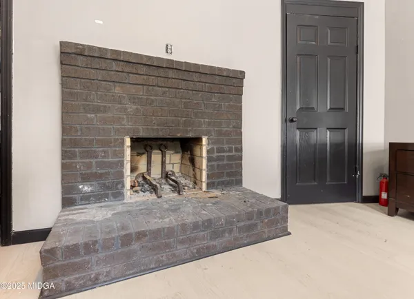 a view of a fireplace in a room