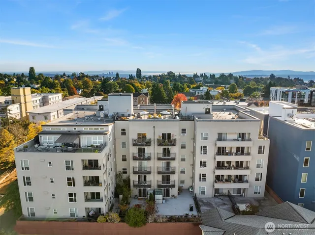 a view of a city with tall buildings