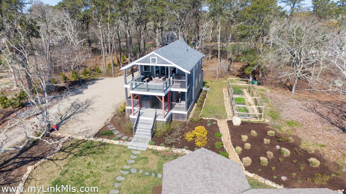 72 Chappaquiddick Avenue Edgartown, MA 02539 - Photo 38 of 63 Ariel of 2 bedroom, 2 bath Guest House with enclosed garden to the right