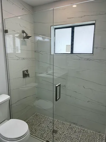 a bathroom with a shower