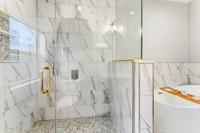 a bathroom with a shower