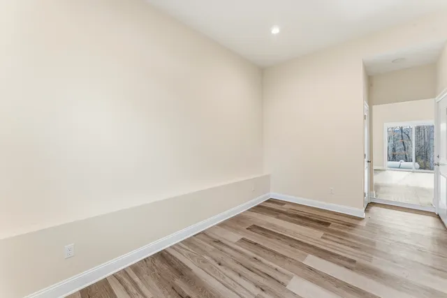 a view of a wooden roof deck
