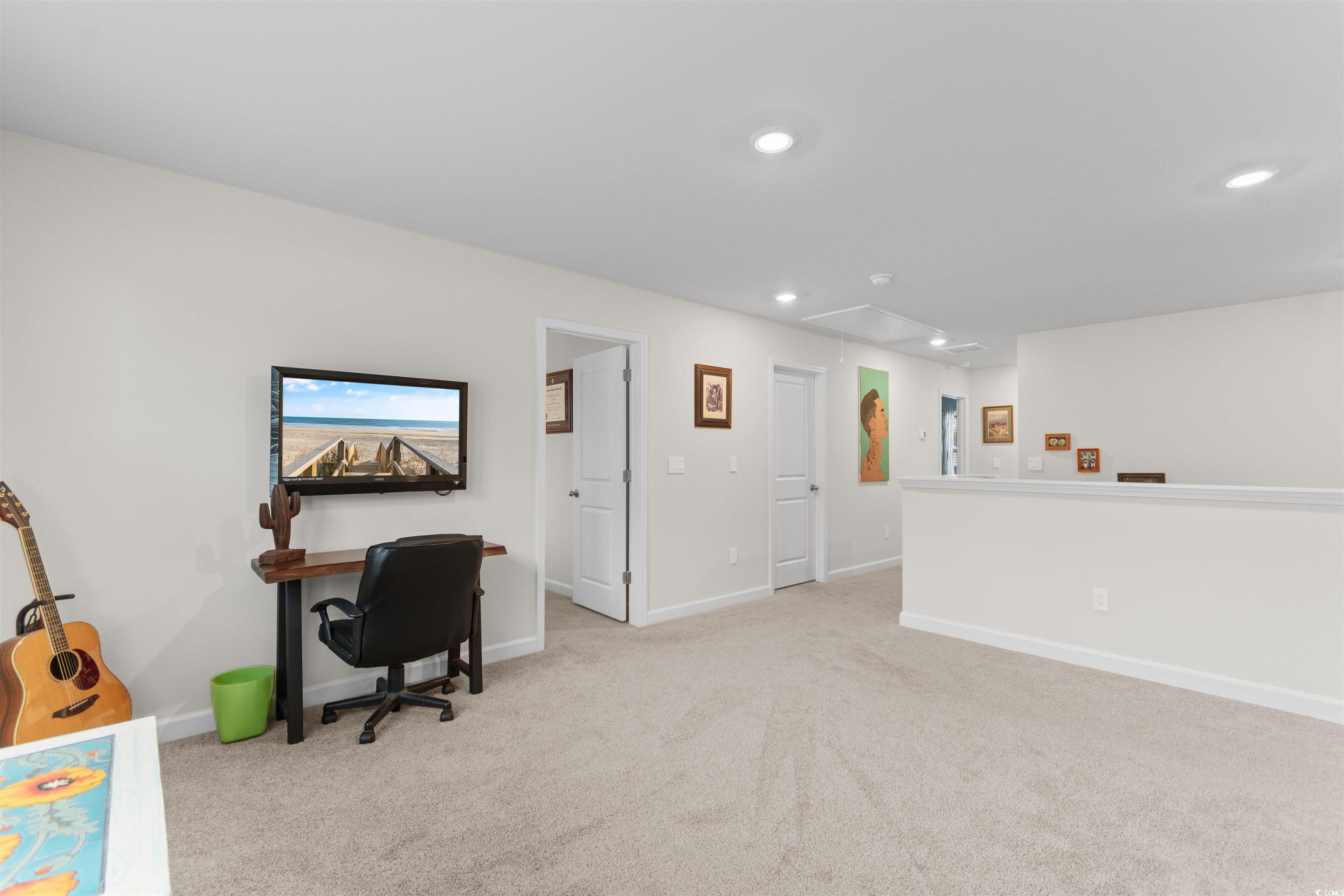 4059 Bayhill Street Myrtle Beach, SC 29579 - Photo 21 of 40 Home office with attic access, light carpet, and recessed lighting