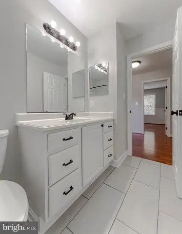 a bathroom with a toilet a sink and mirror