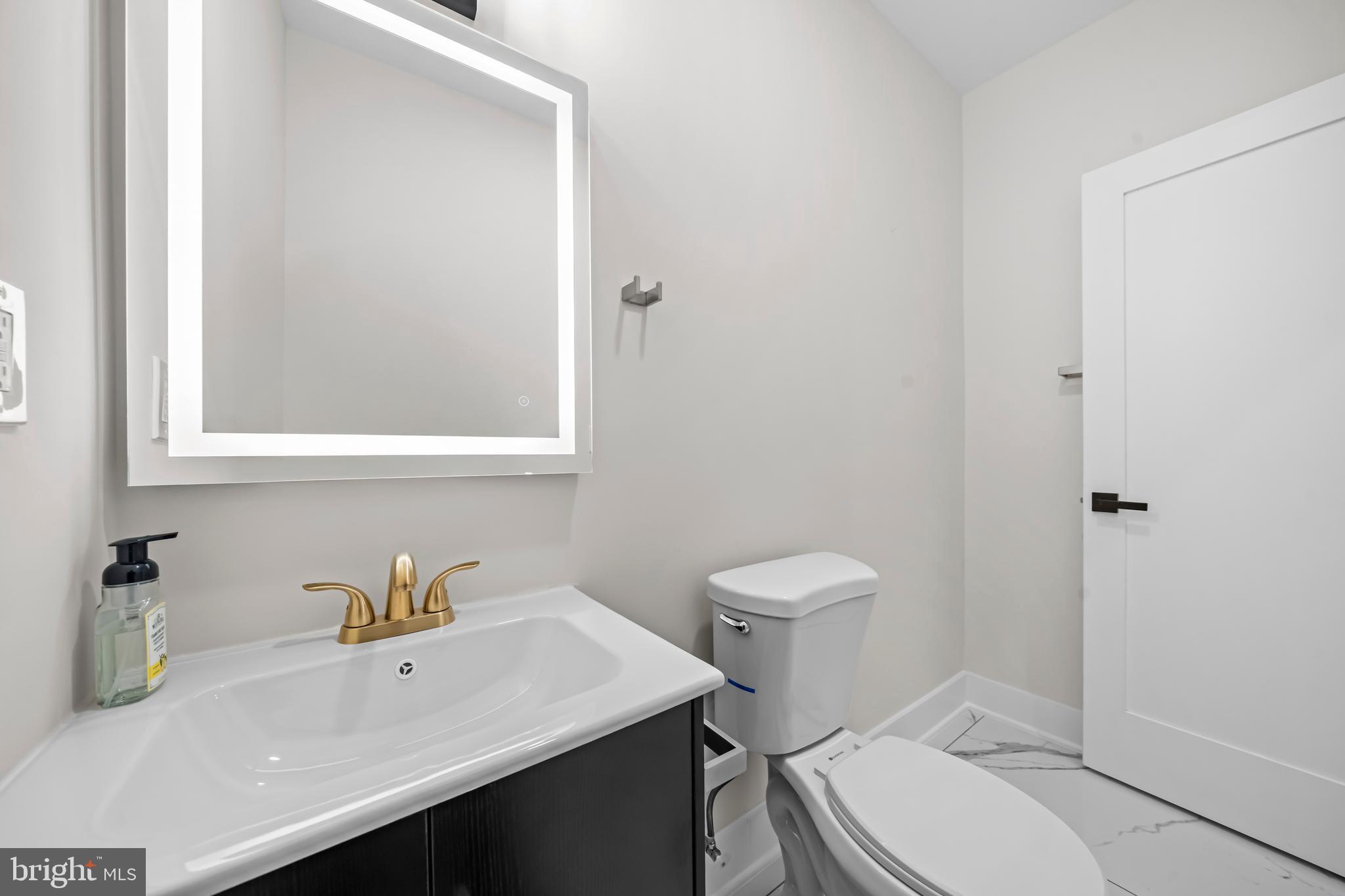 4246 15th Street North Arlington, VA 22207 - Photo 59 of 72 a bathroom with a sink a toilet and a mirror
