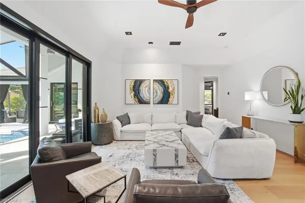 a living room with furniture