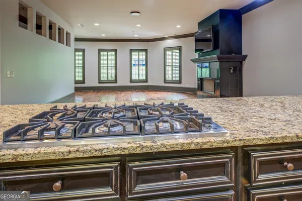 a view of a kitchen counter top space
