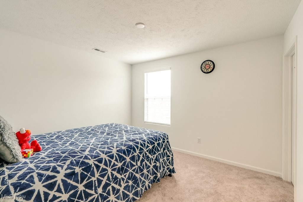 765 River Run Road Aurora, OH 44202 - Photo 26 of 35 Bedroom featuring a textured ceiling and carpet floors