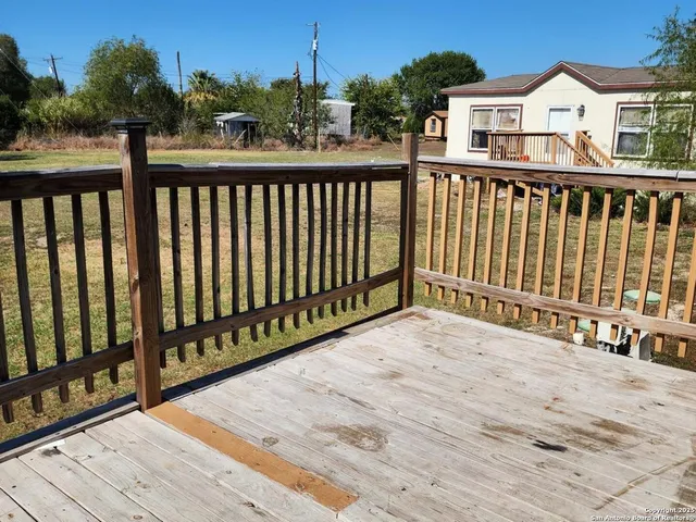 a view of wooden balcony