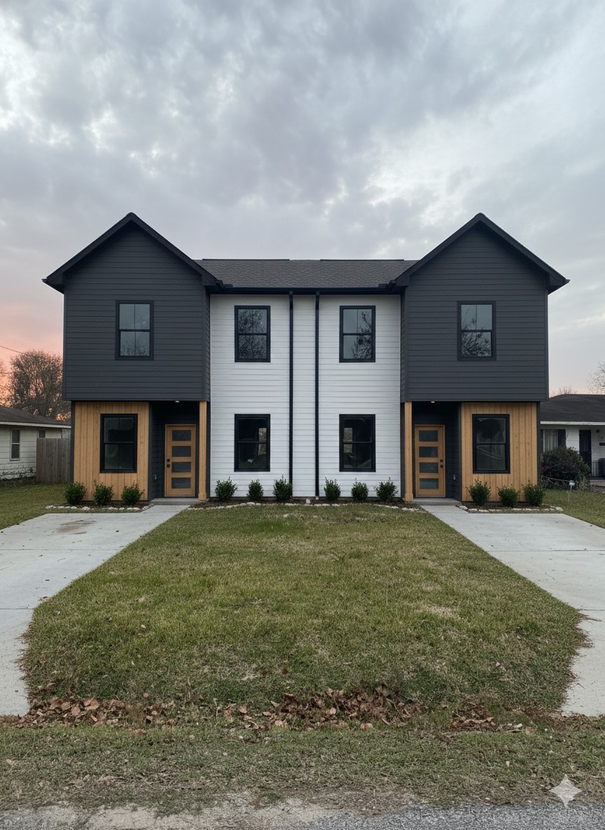 a house with lots of trees in the background