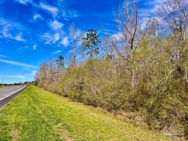 a view of a yard with an empty space