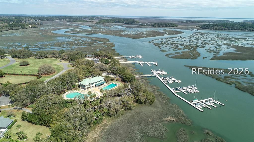 66 Stable Gate Road Hilton Head Island, SC 29926 - Photo 75 of 76 Aerial of Pool/Fitness Complex & Marina