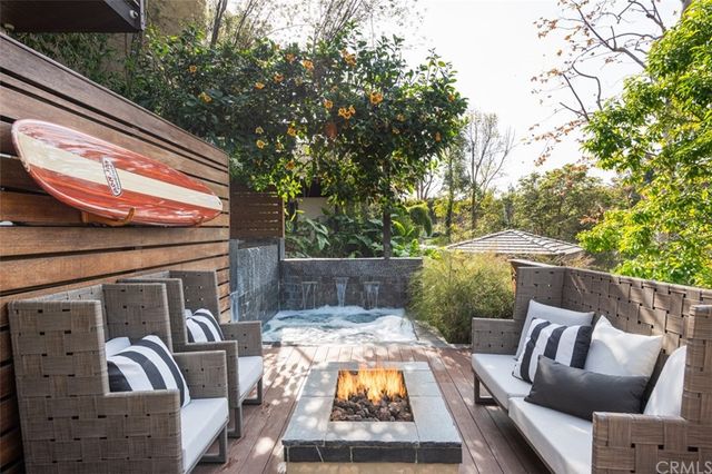 a view of patio with furniture