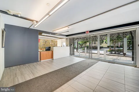 a living room with a large window