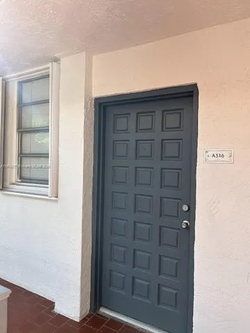 a view of wooden door