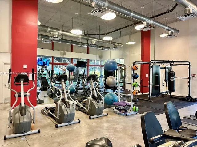 a room with gym equipment