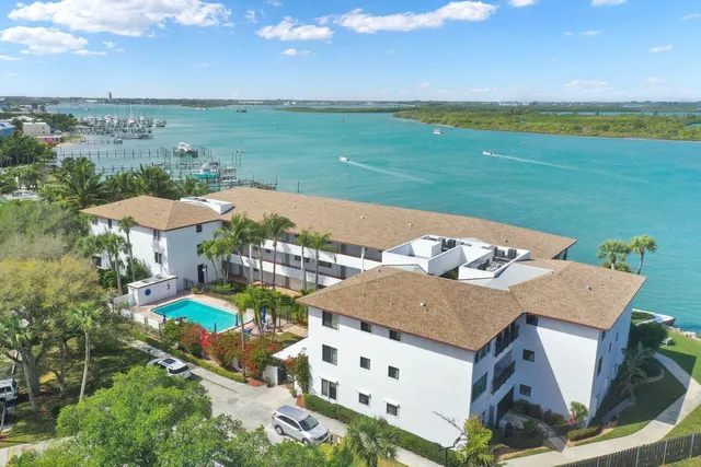 a view of a lake with a houses