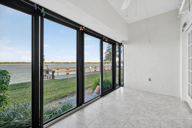 a view of a lake with a big yard