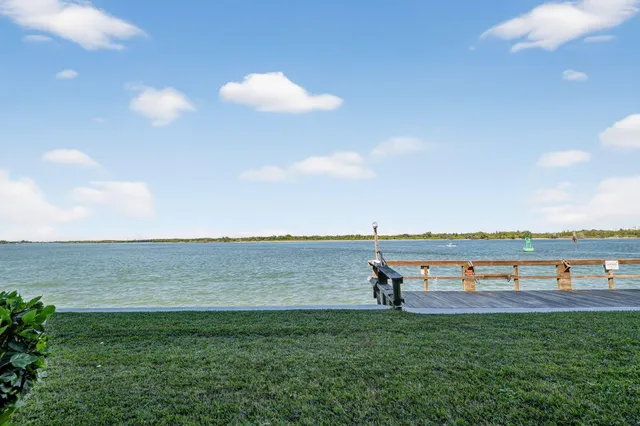 a view of a lake with a city