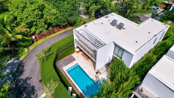 an aerial view of a house