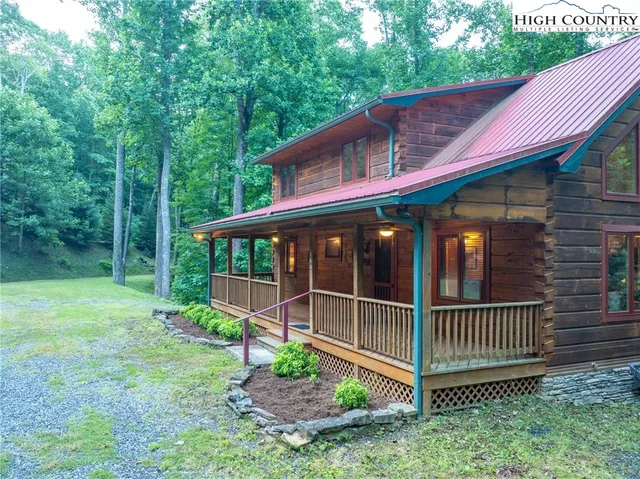 a view of a deck with a large window