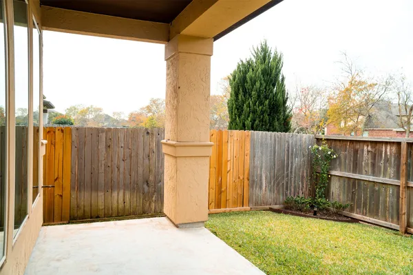 a view of a porch with a door