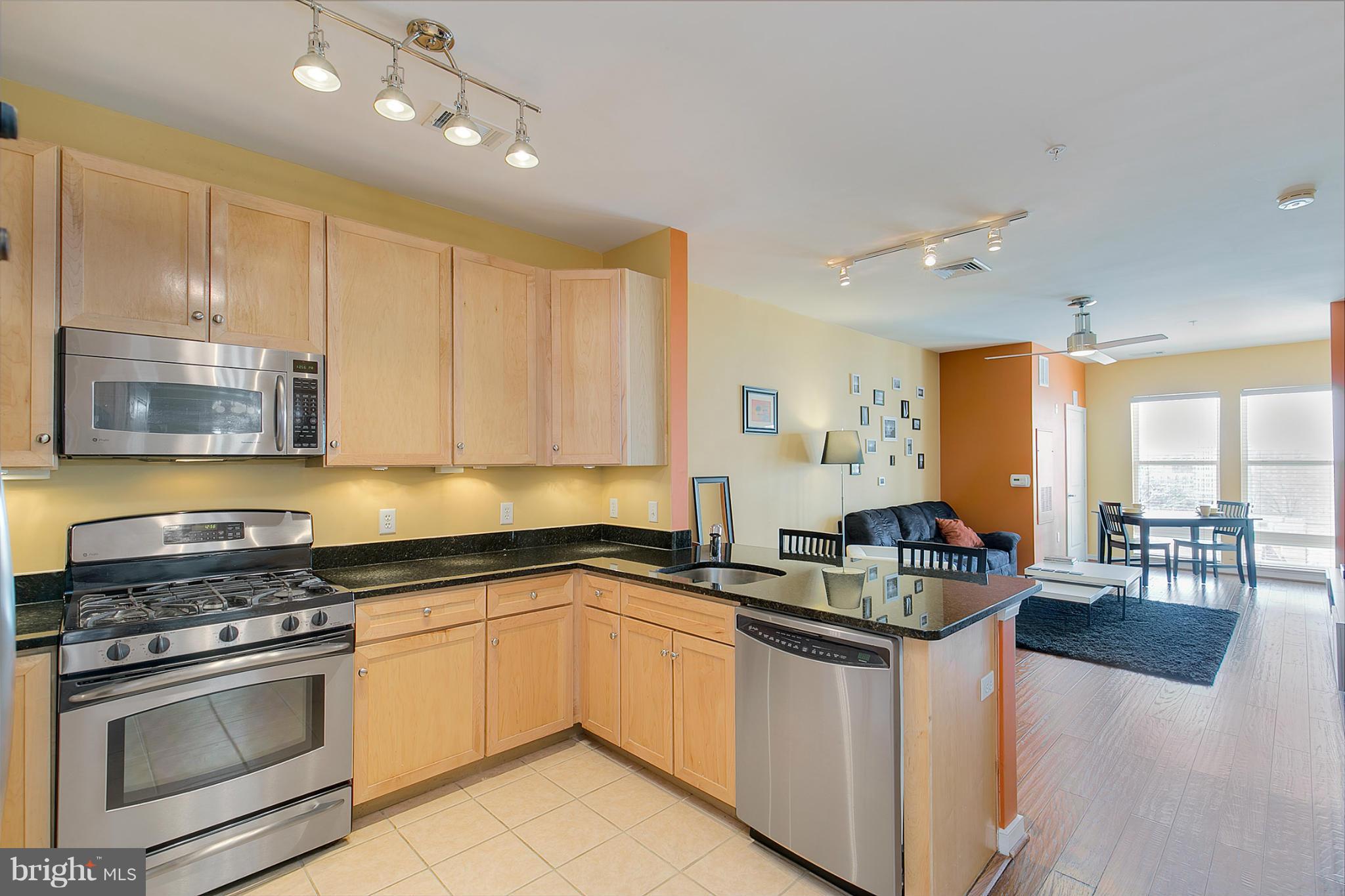 8045 Newell Street, Unit 513 Silver Spring, MD 20910 - Photo 4 of 21 a kitchen with stainless steel appliances granite countertop a sink stove and cabinets