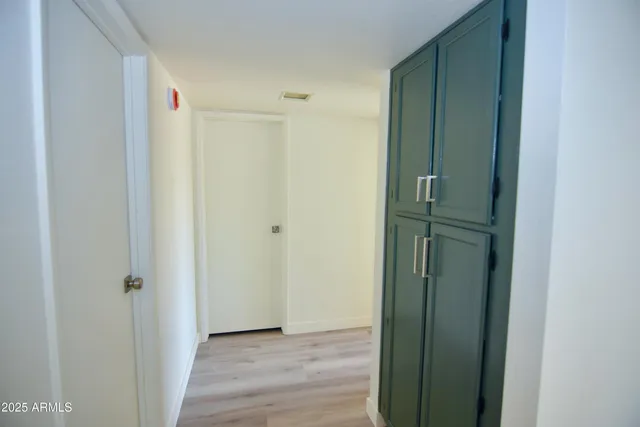 a room with a fireplace