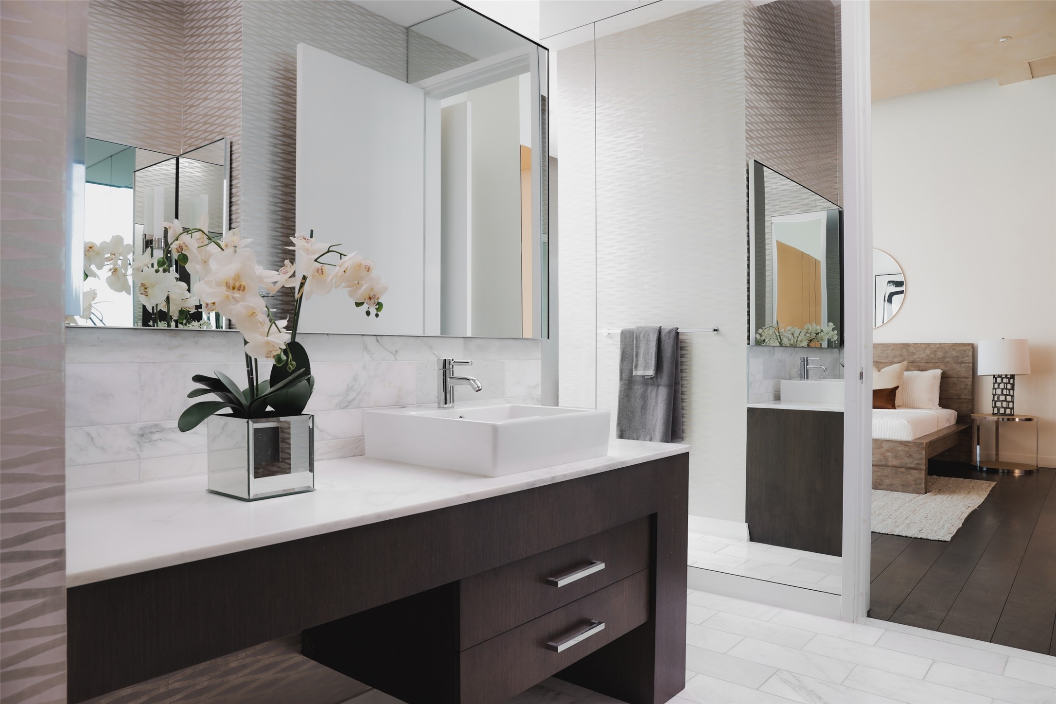 210 Lavaca Street, Unit 3601 Austin, TX 78701 - Photo 19 of 36 a bathroom with a sink double vanity and a mirror