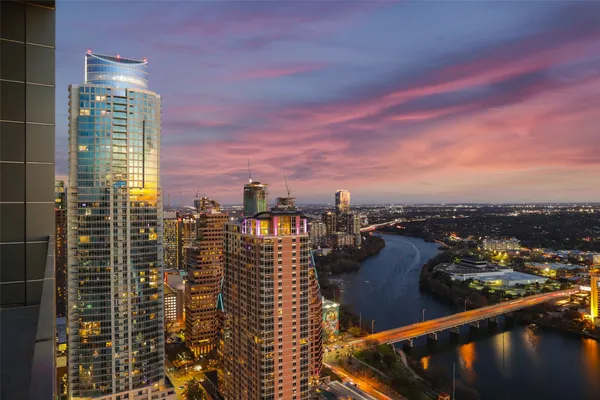 a view of a city with tall buildings